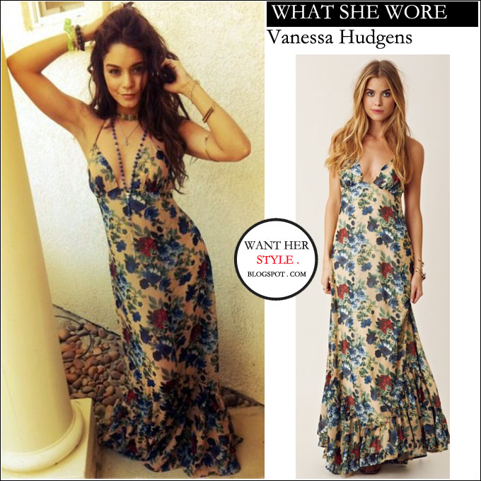 Hudgens Style Vanessa Hudgens Maxi Dress Coachella Floral Dress