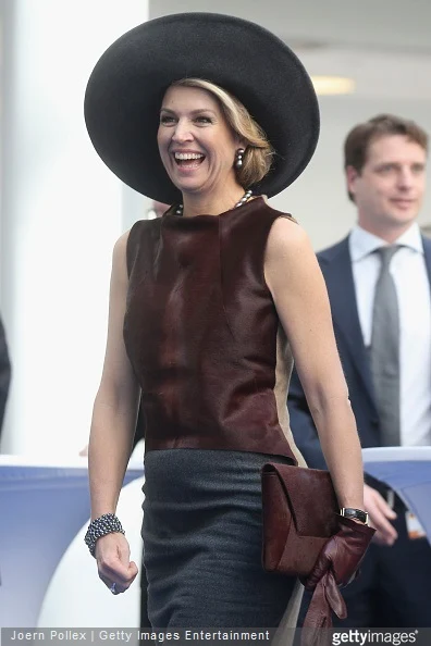 Queen Maxima of of the Netherlands is seen at the Draeger Medical GmbH during her state visit