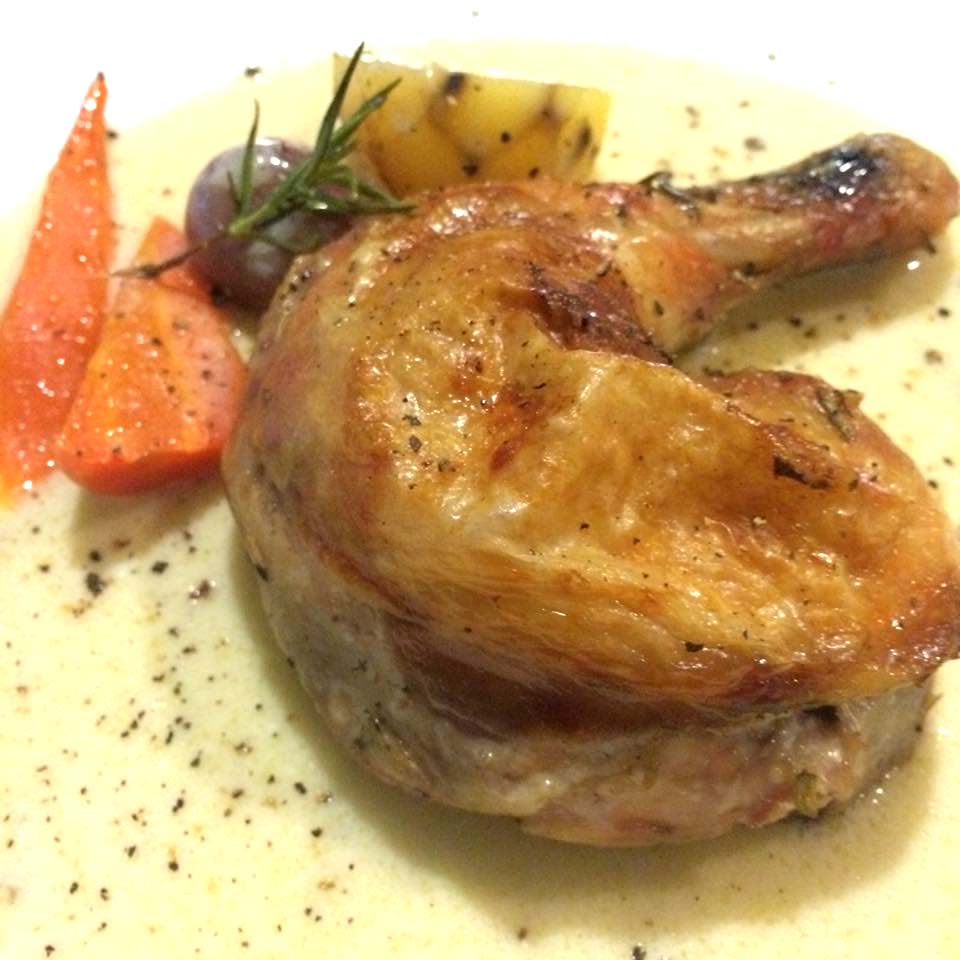 Roasted Chicken Legs with Chardonnay Cream Sauce by Cassandra Chee