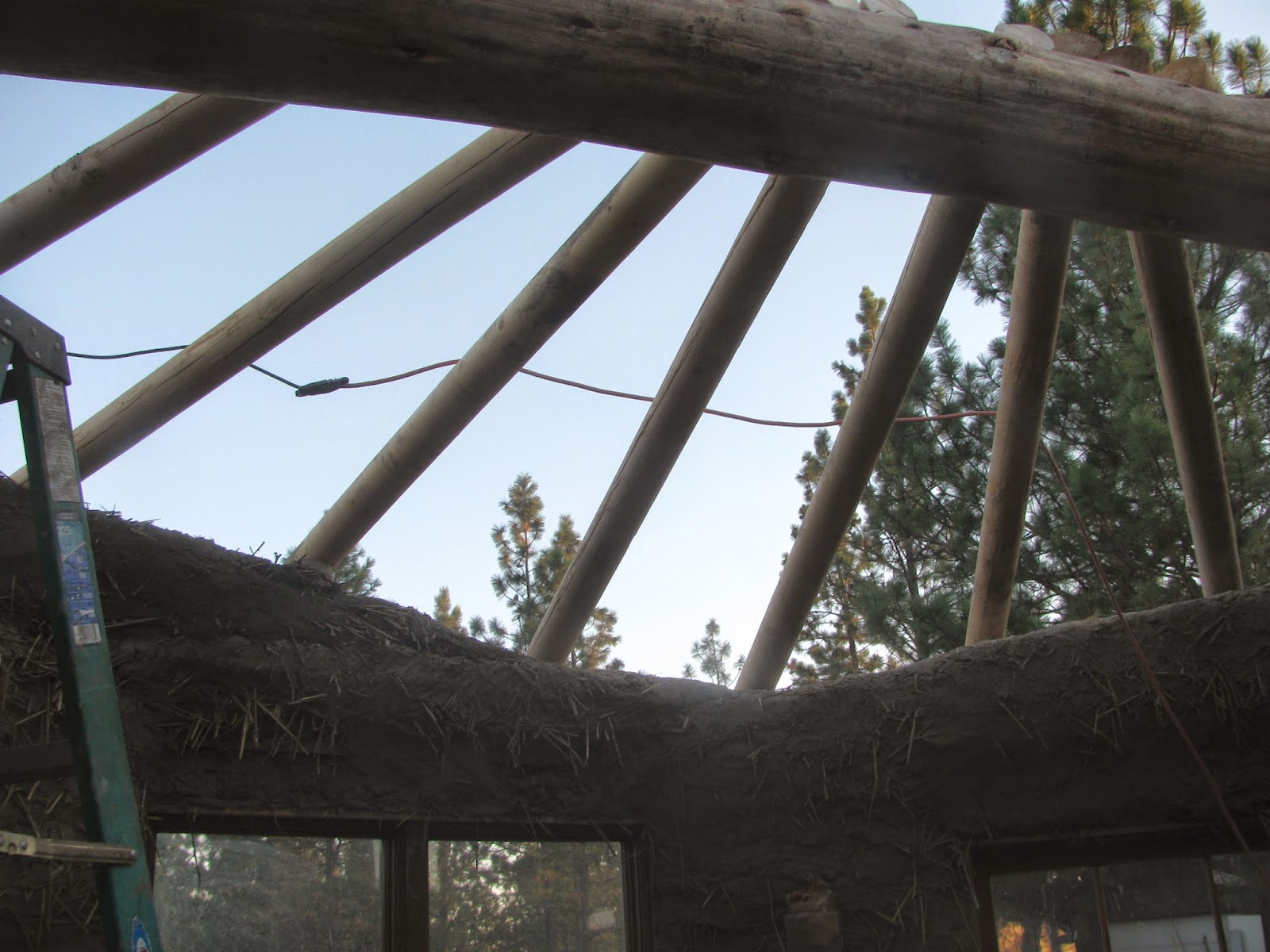 Spiritwood Natural Building Second set of rafters