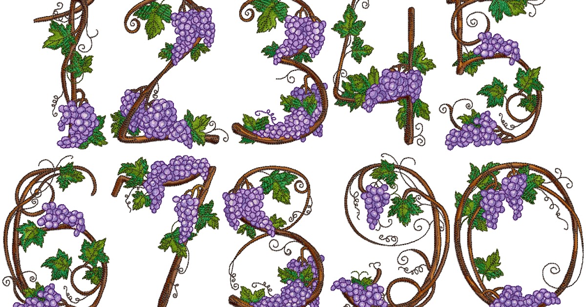 Ageless embroidery grape vine numerals collection Ageless embroidery grape vine numerals collection