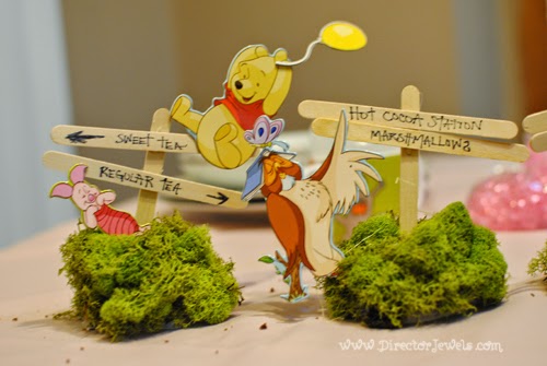 Director Jewels: DIY Winnie the Pooh Birthday Party Garden Marker Food Signs | Addie's Tea for 2 with Winnie the Pooh Party | directorjewels.com