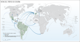Rutas mundiales de las drogas comienzan en Colombia, México, Perú y Bolivia, según mapas de la ONU