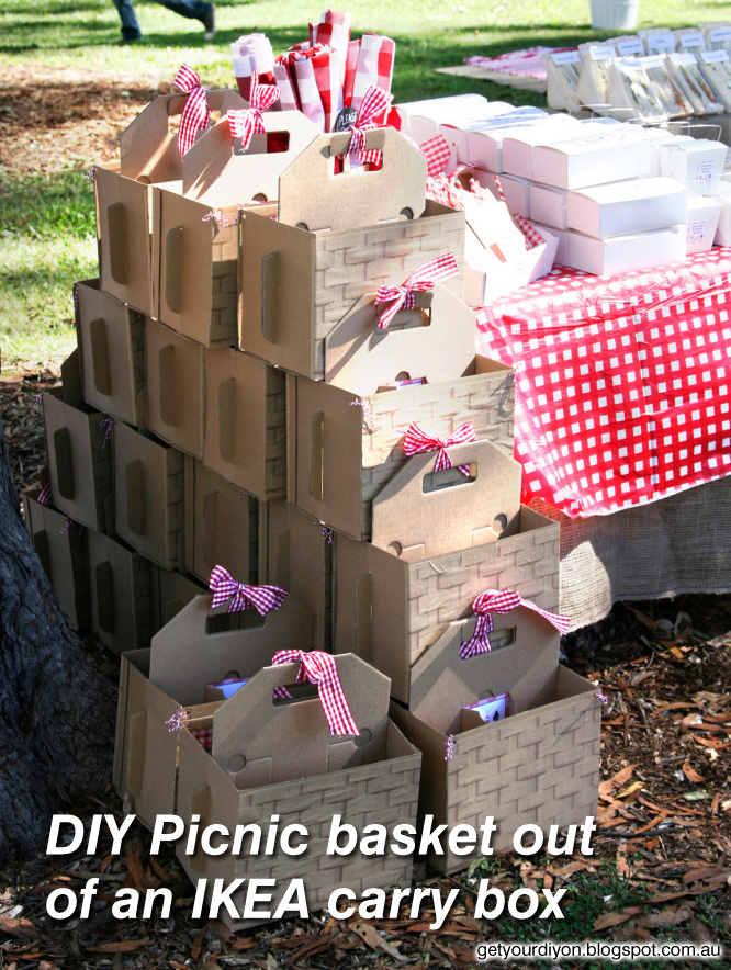 Get Your D.I.Y On!! DIY Picnic basket out of an IKEA carry box.