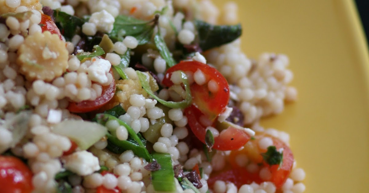 Celeste Cooks Israeli Couscous with Olives and Mint and a drizzle of