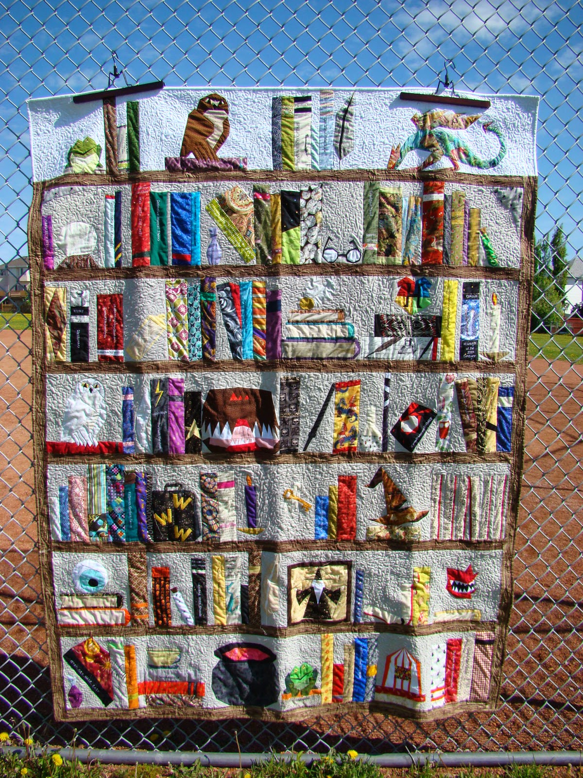 My Quilting Addiction Harry Potter Bookshelf is finished!