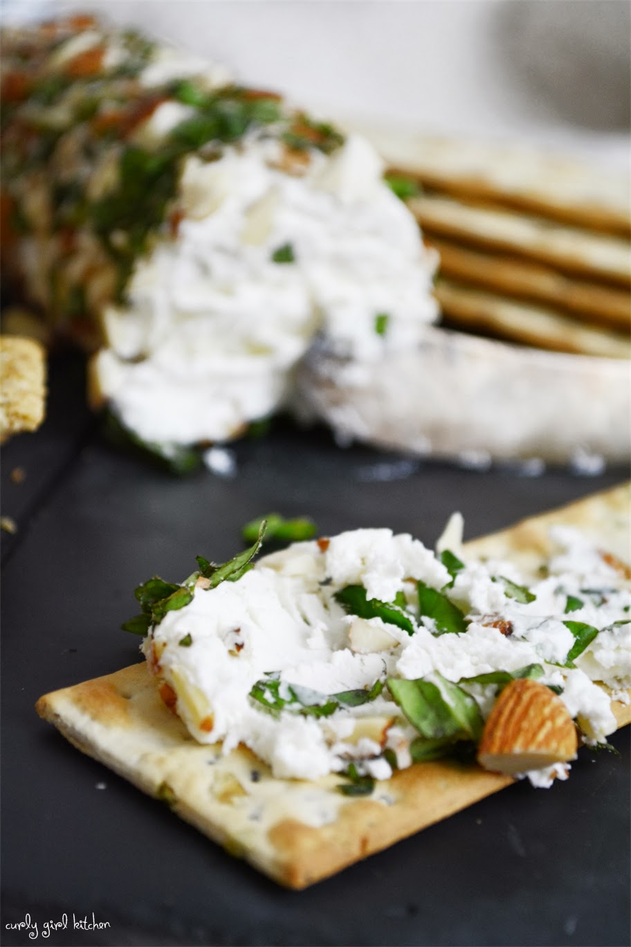 Curly Girl Kitchen Toasted Almond and Basil Goat Cheese