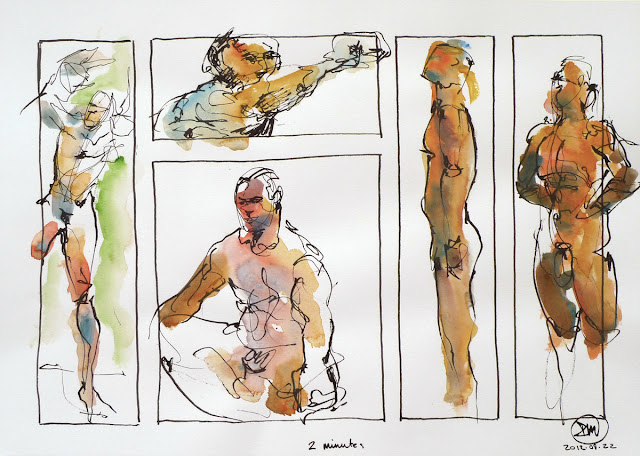 2 minute ink and watercolour sketches by David Meldrum