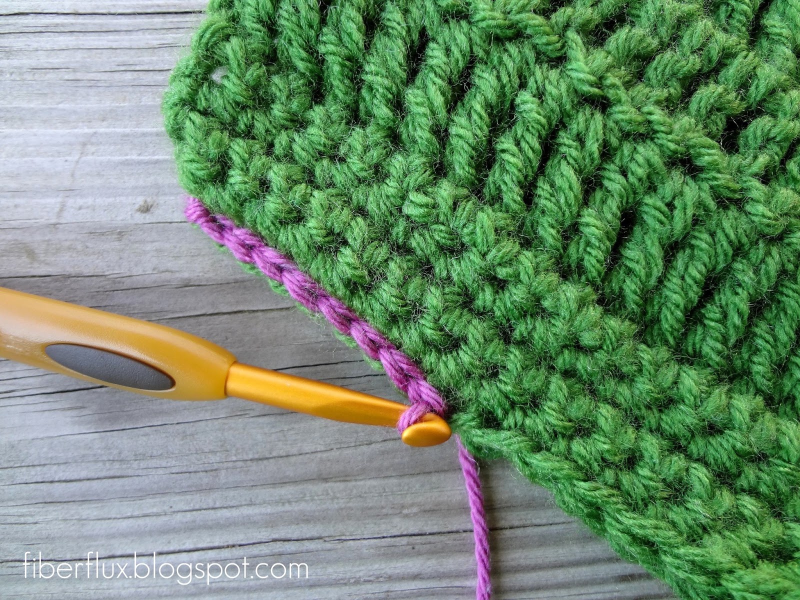Fiber Flux How to Slip Stitch Two Things Together (Outside Loops)
