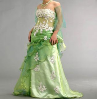 Green and White Wedding Dress