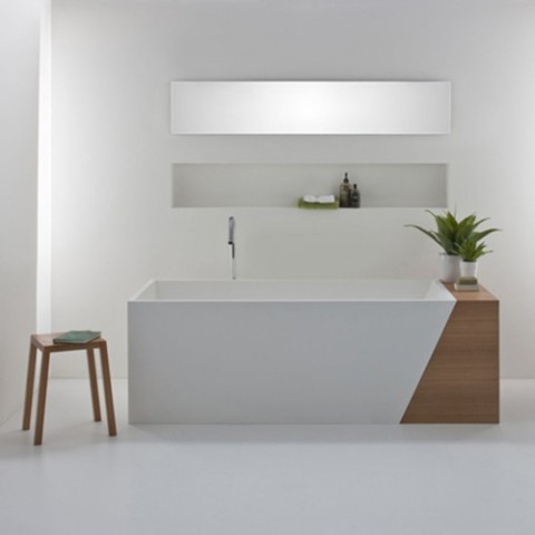 Baño blanco minimalista: cuarto de baño con diseño moderno al ...