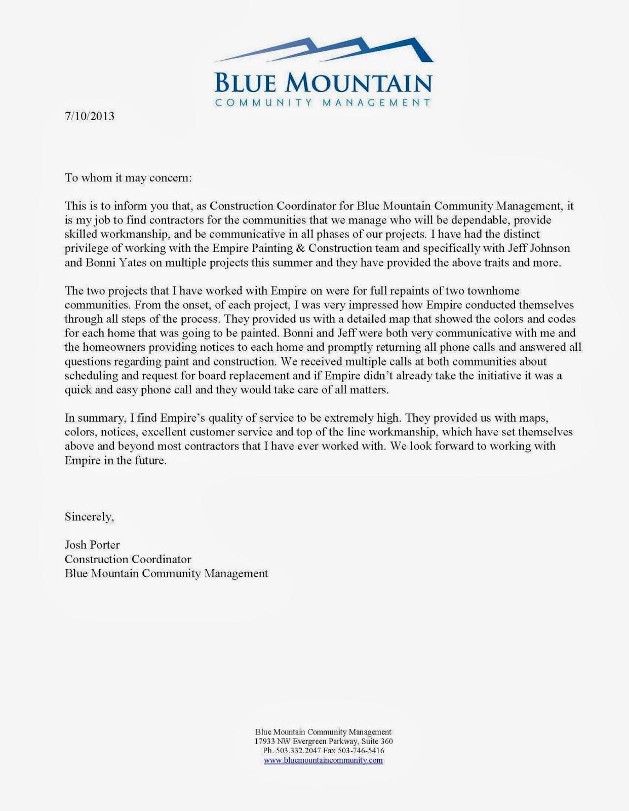 community service recommendation letters