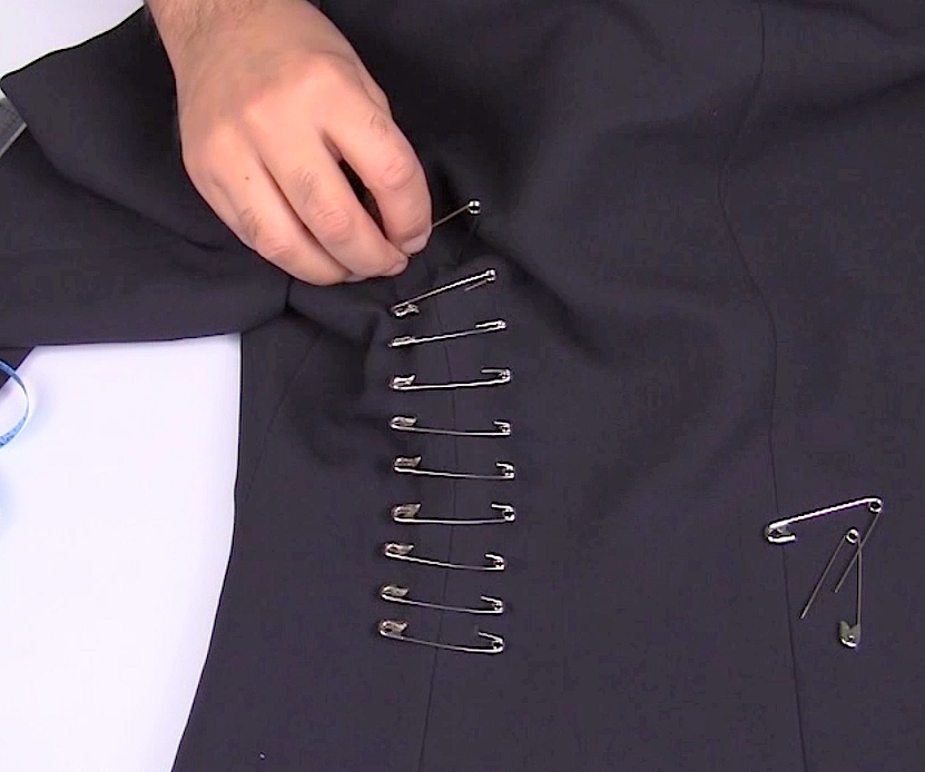 Mark Montano Corset Back Blazer DIY Made with Safety Pins!