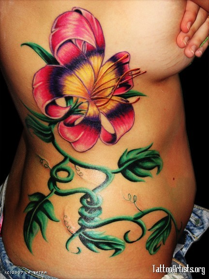 Girl sexy flower tattoo art