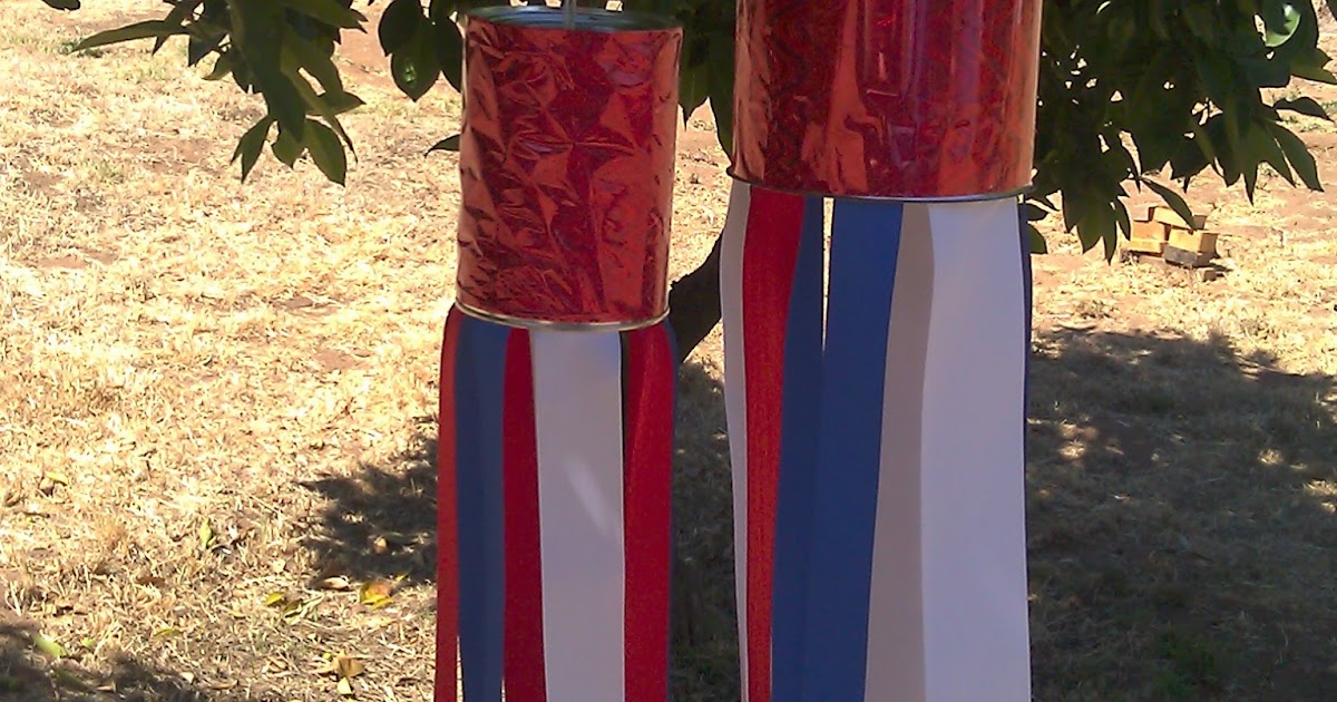 Crafty Welder Chick Recycled coffee can 4th of July windsocks