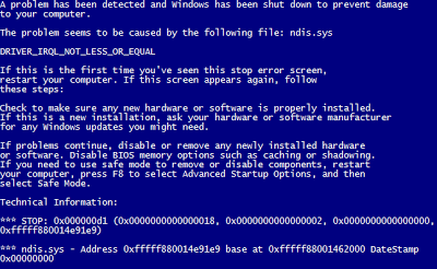 Ndis.sys Pantalla Azul, Error y Virus Red Realtek Ndis.sys Pantalla Azul, Error y Virus Red Realtek