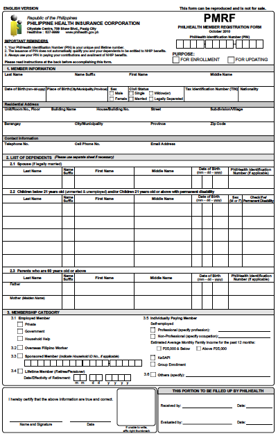 philhealth member registration form