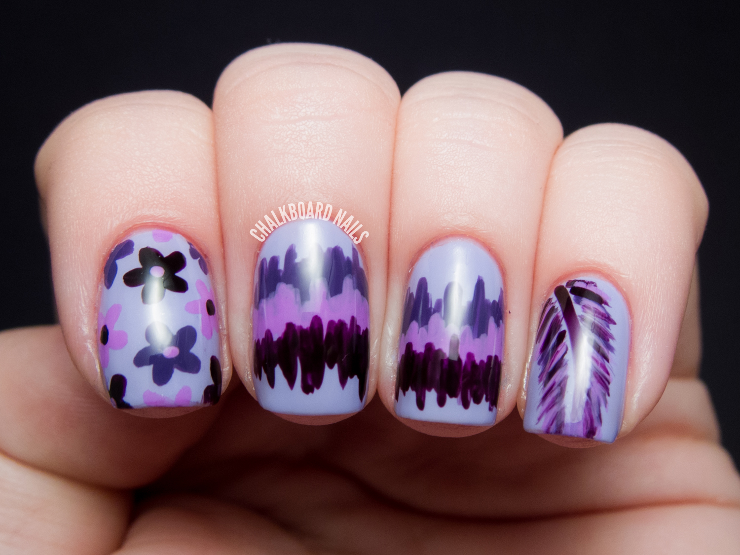 31DC2013 Day 06: Violet Hippie Mix | Chalkboard Nails | Nail Art Blog