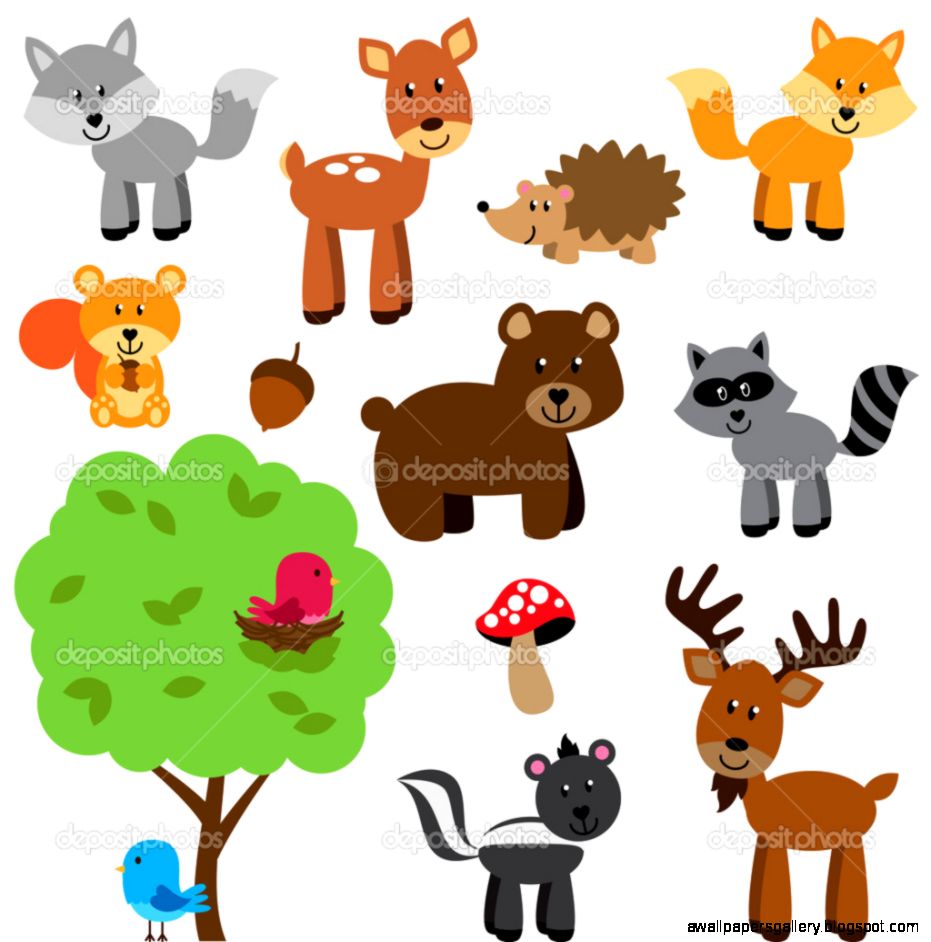 Vector Set of Cute Woodland and Forest Animals — Stock Vector Vector Set of Cute Woodland and Forest Animals — Stock Vector