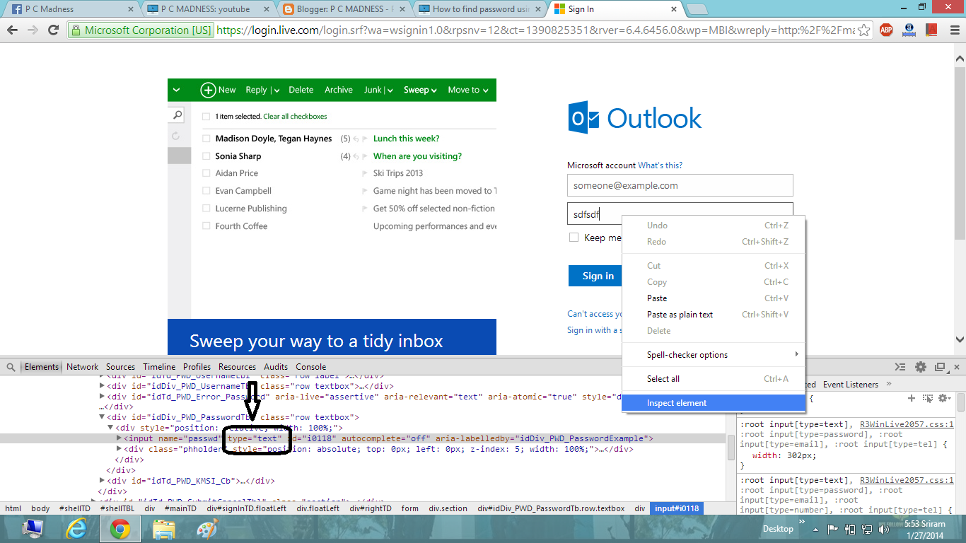 how to use inspect element to hack facebook password