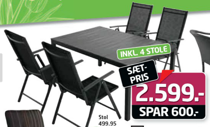Online tilbud: havebord med fire stole i silvan Havebord tilbud