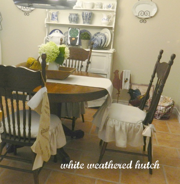 White Weathered Hutch Drop Cloth Table Runner