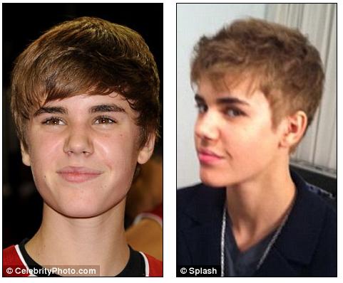 justin bieber cut his hair again. Before and after: Justin and