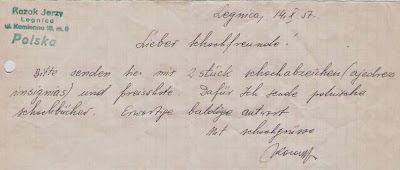 Carta desde Polonia a Ángel Ribera en 1957