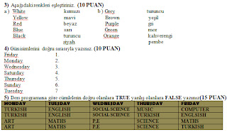 4. Sinif İngilizce 2. Dönem 1. Yazılı Soruları 2012 2013 - Ödevvar,oguz