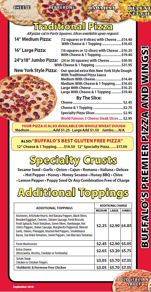 Just Pizza &amp; Wing Co. (Bowmansville) All WNY Menus