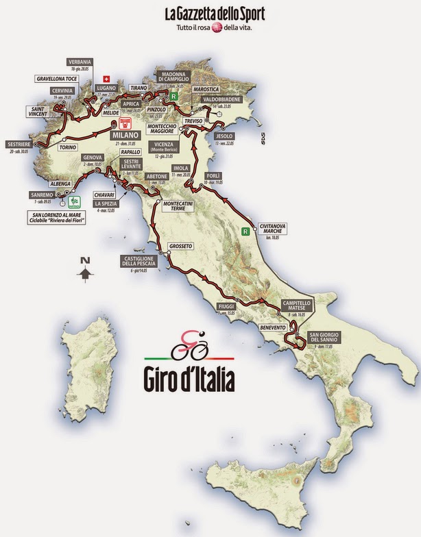 Route of 2015 Giro d'Italia