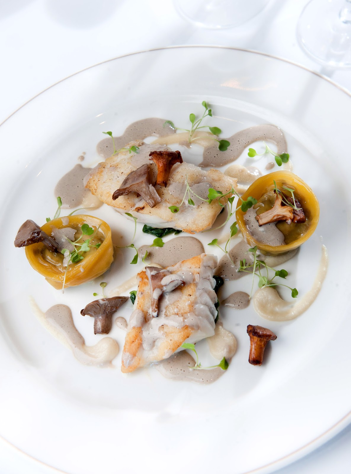 Kitchen Files Buttered turbot, wild mushroom and truffle tortellini