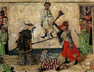 Masks Fighting over a Hanged man