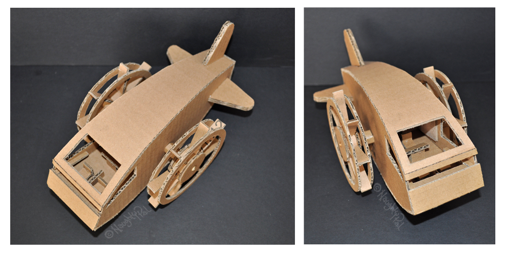 juguetes hechos con carton reciclado