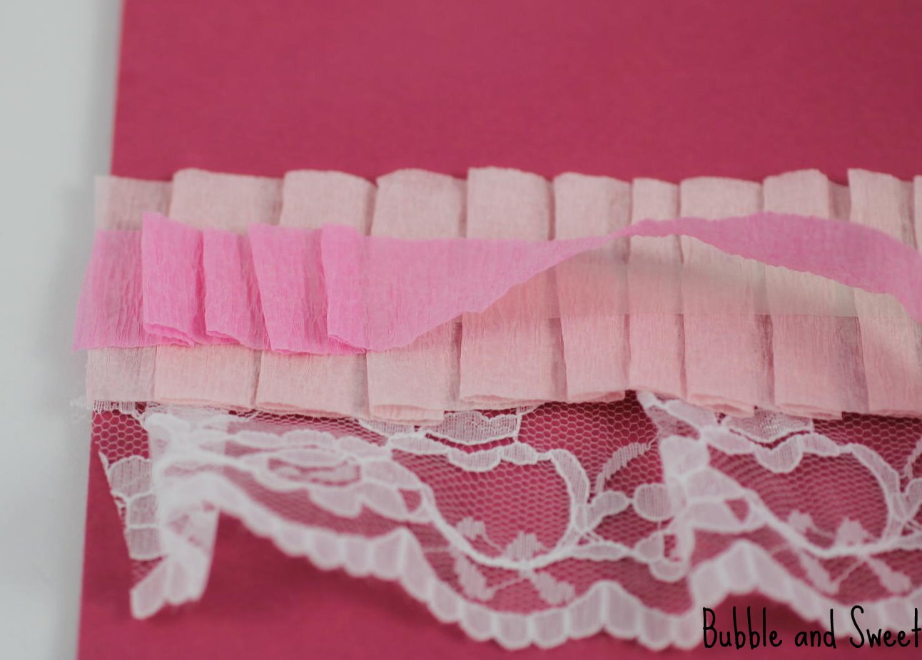 Bubble and Sweet Ruffled party bags made with crepe streamers DIY