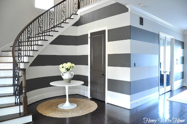 Honey We're Home: Curved Stripes Under the Stairs