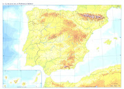 Mapa mudo del relieve de España (a color) (mapa mudo adsico )