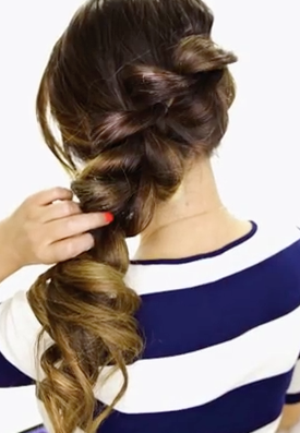 2 Minute Fancy Pony Tail With Braid Hairstyle Tutorial Easy