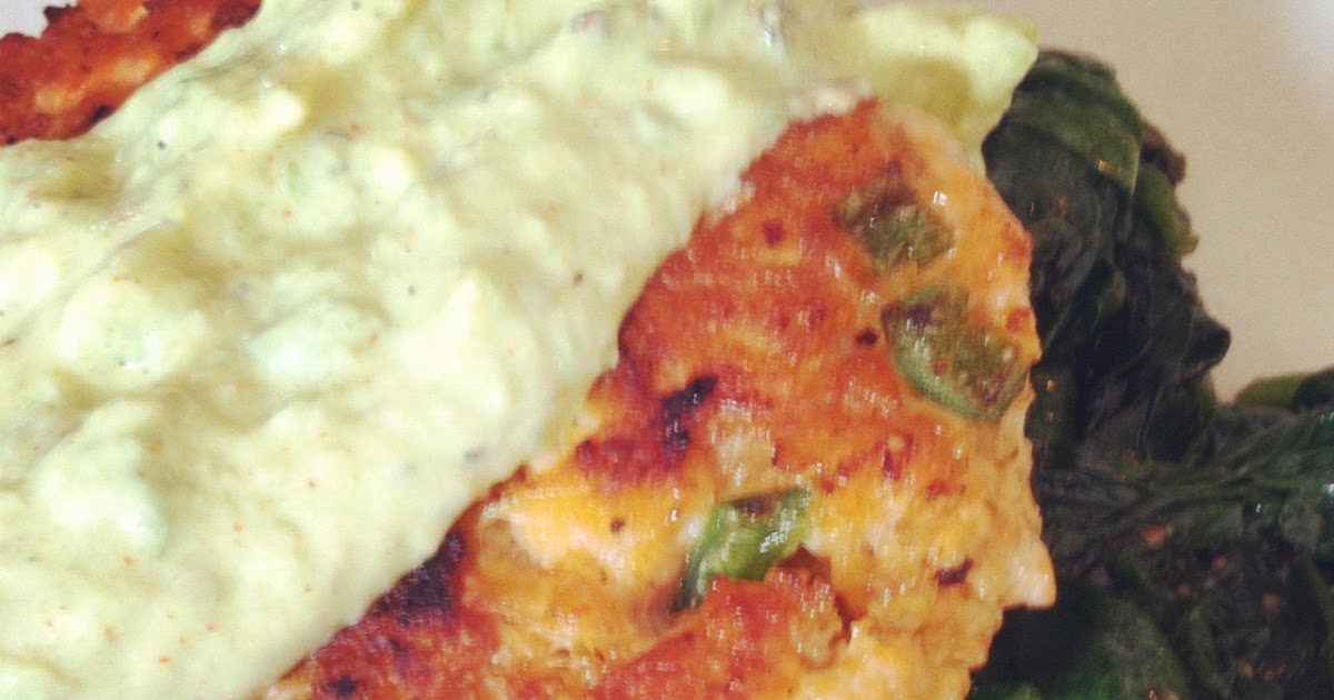 Spicy Asian Salmon Burger w/ Avocado Yogurt Sauce Fit and Healthy