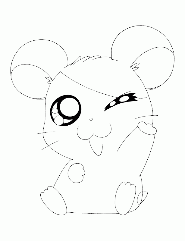 Free Hamtaro Cute Animals Coloring Pages For Kids. title=