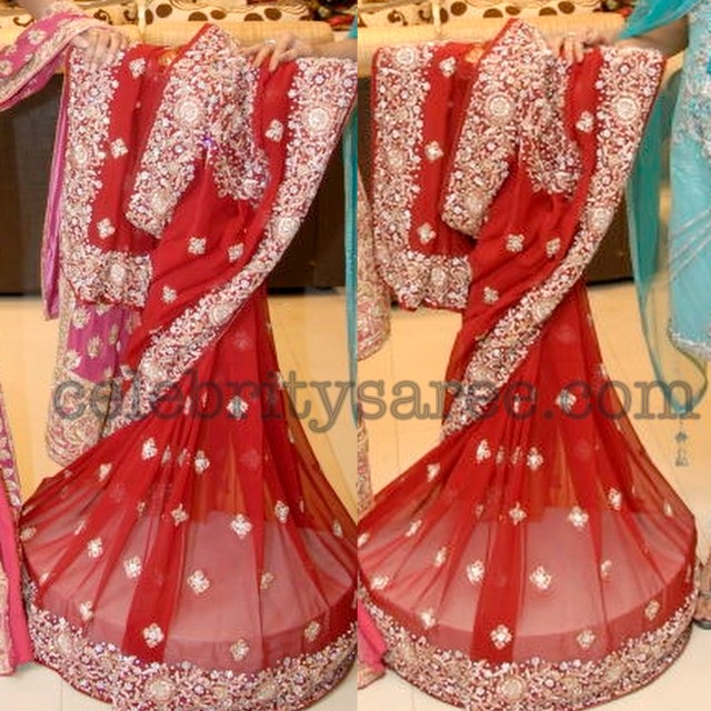 Light Color Embroidery Bridal Lehenga Saree Blouse Patterns
