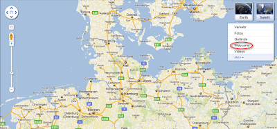 Ein Screenshot zeigt ein Drop-Down in Google Maps