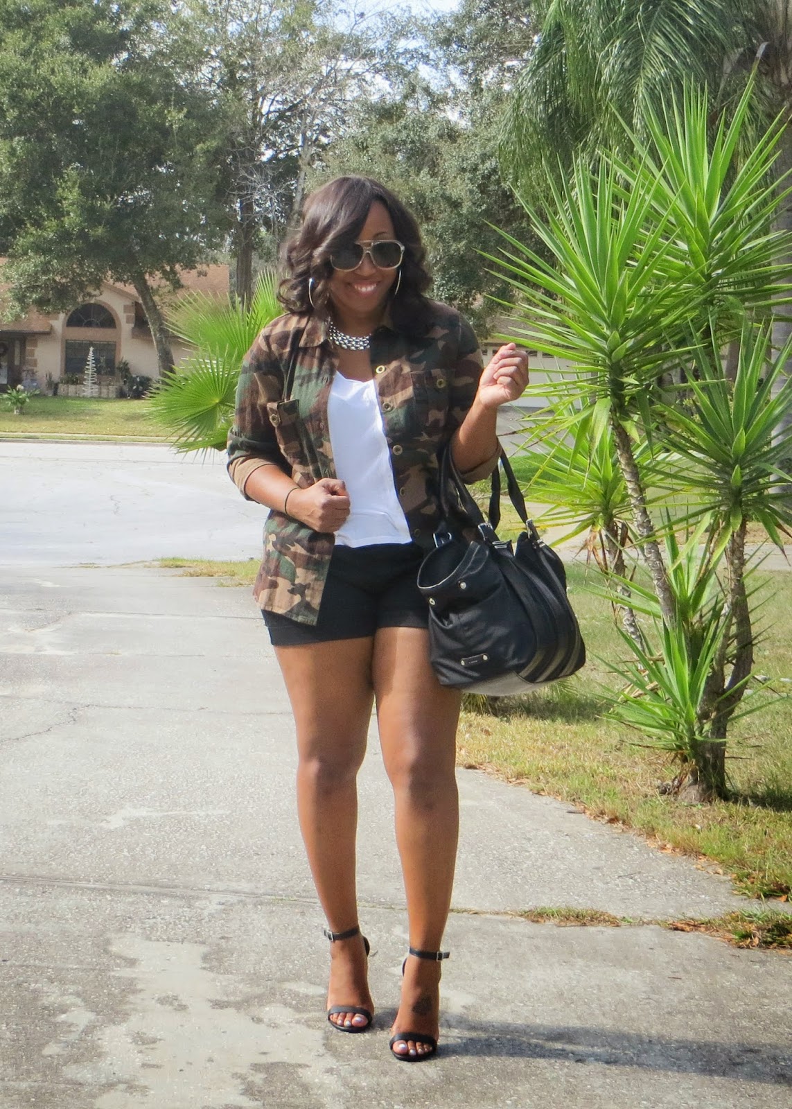 heels and shorts outfit