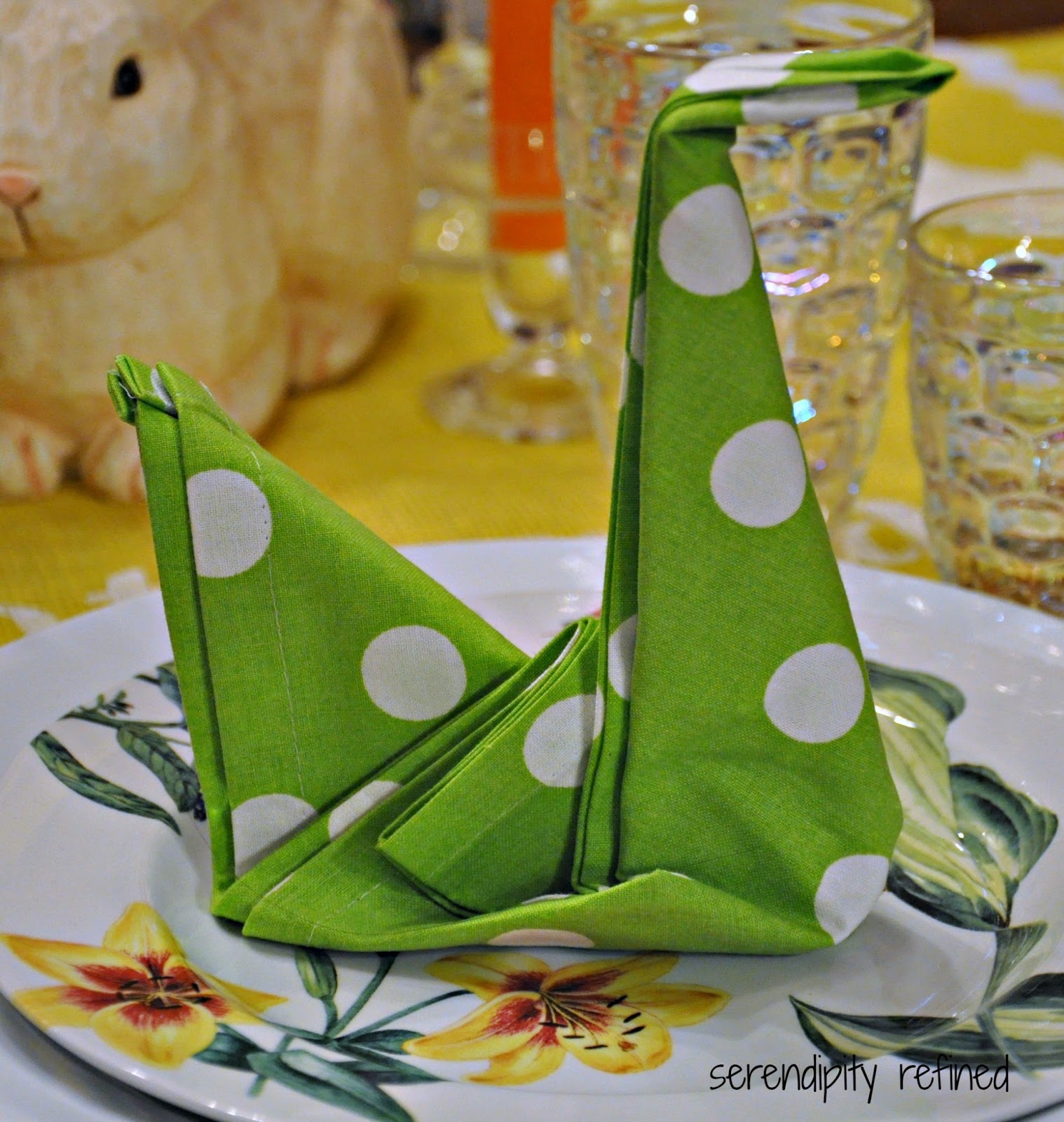 Serendipity Refined Blog Easter Bunny Napkin Fold {Tutorial}