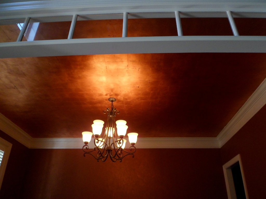 Savard Studios Fabulous Copper Leafed Dining Room Ceiling However This Particular Project That Was Not The Case Leafed Or Guilded Ceilings Always Look Amazing