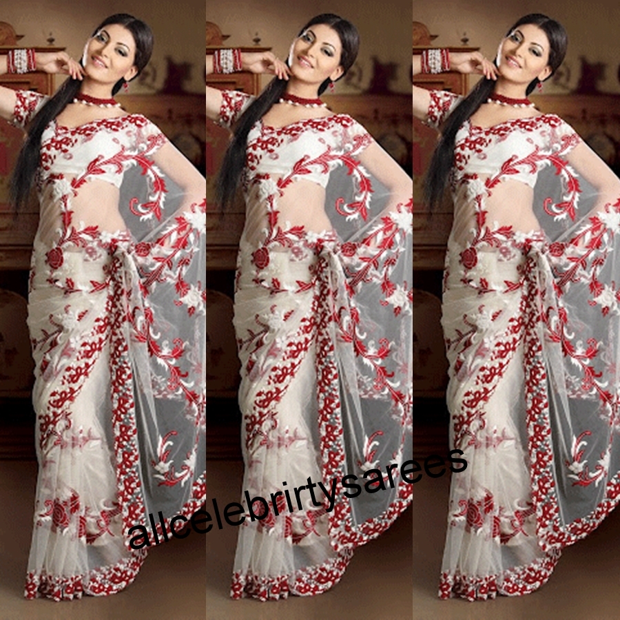 All Celebrities Sarees Designs Celebrity in white color net saree with