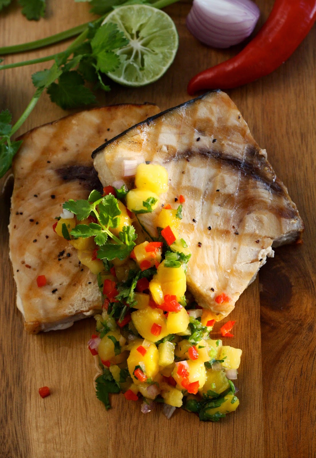 Alvin's Penthouse Kitchen Grilled Swordfish with Mango Pineapple