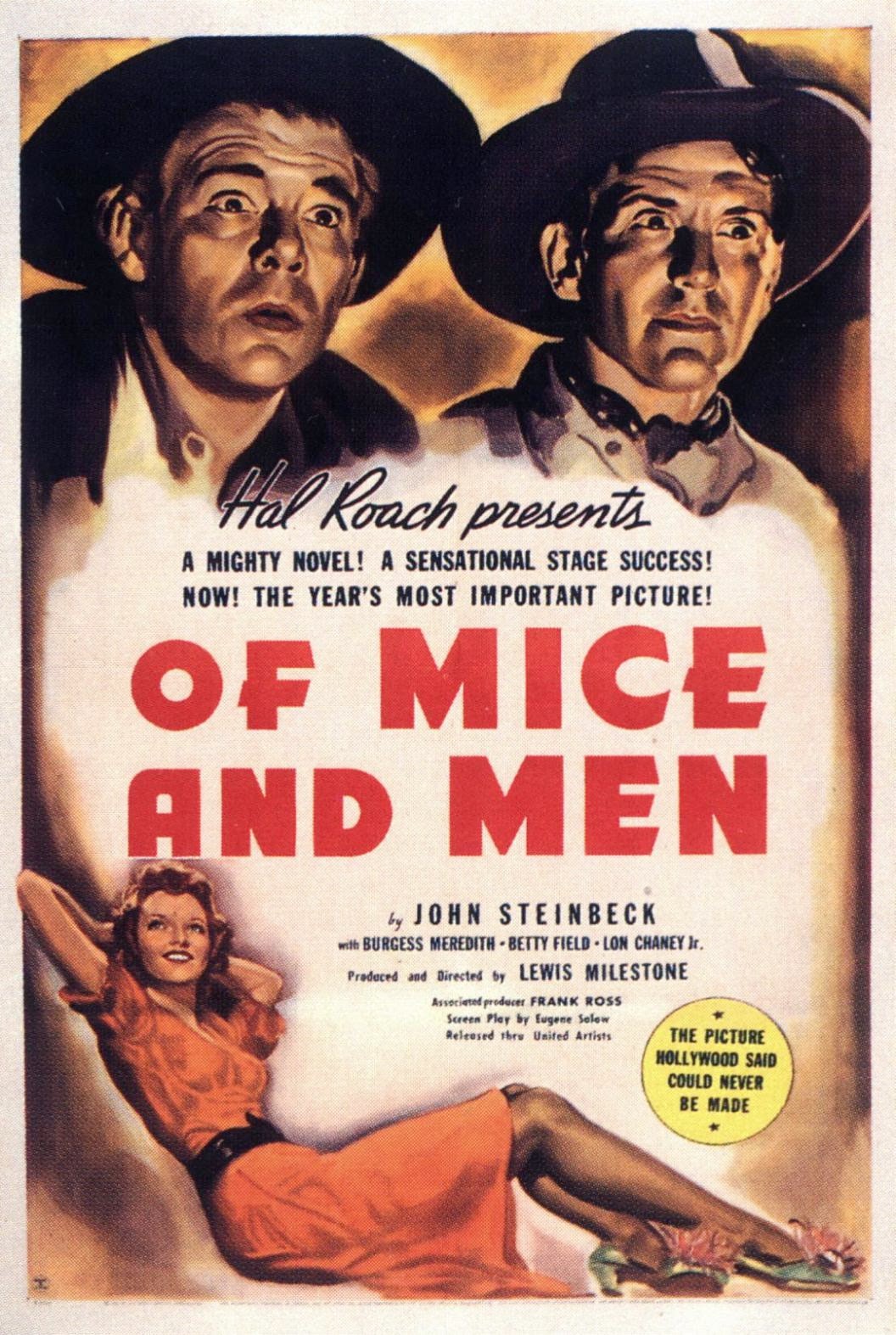 Image: http://3.bp.blogspot.com/-uej694IyrUY/U4U8CzbSuLI/AAAAAAAABUg/PrOn4K_M-q8/s1600/Of+Mice+and+Men+(1939).jpg A March Through Film History Of Mice and Men 1939