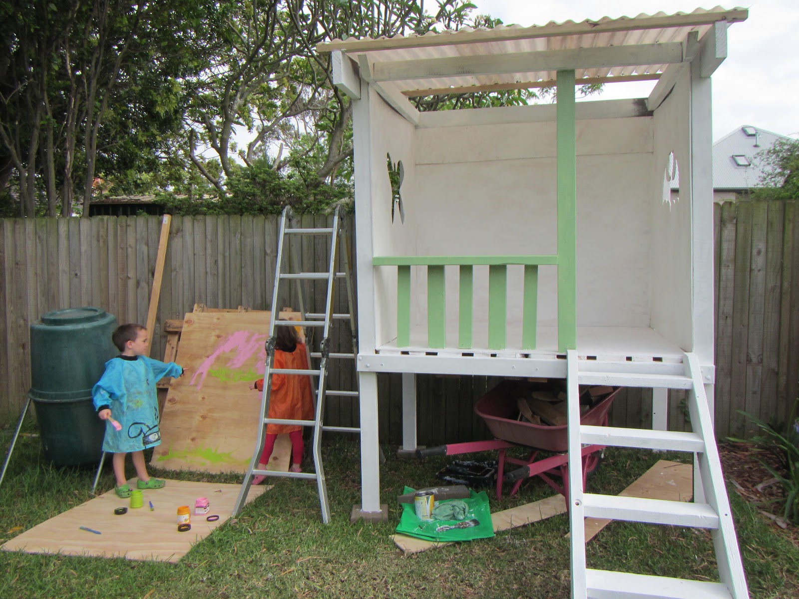Crafty little people Wooden painted cubby house