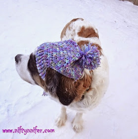 Free Crochet Pattern ~A Silly Hat For My Silly Dog  http://www.niftynnifer.com/2015/01/free-crochet-pattern-silly-hat-for-my.html #Crochet #Hat #Dog
